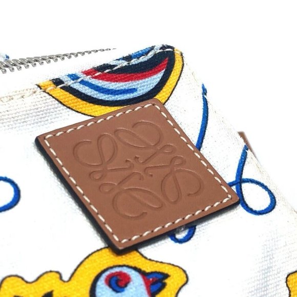 LOEWE anagram Waist Pouch Shoulder Bag PAULA'S IBIZA body bag White x Blue - Picture 15 of 16